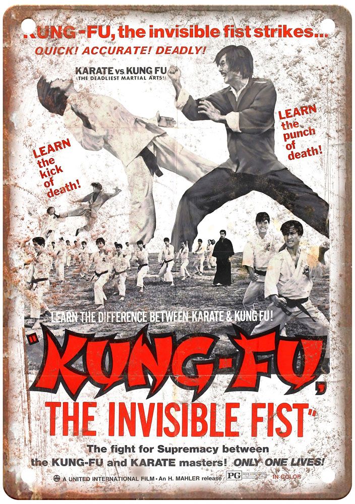 Kung Fu Invisible Fist Vintage Movie Poster Old Retro Look Metal Sign