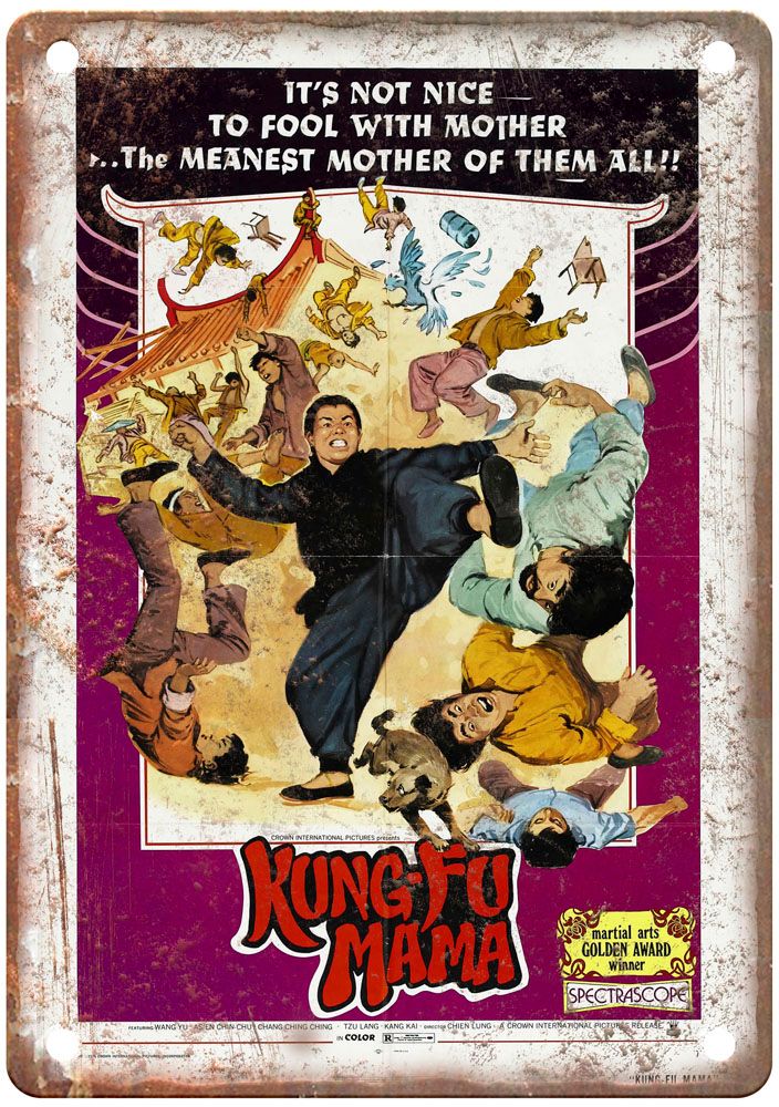 Kung Fu Mama Vintage Movie Poster Old Retro Look Metal Sign