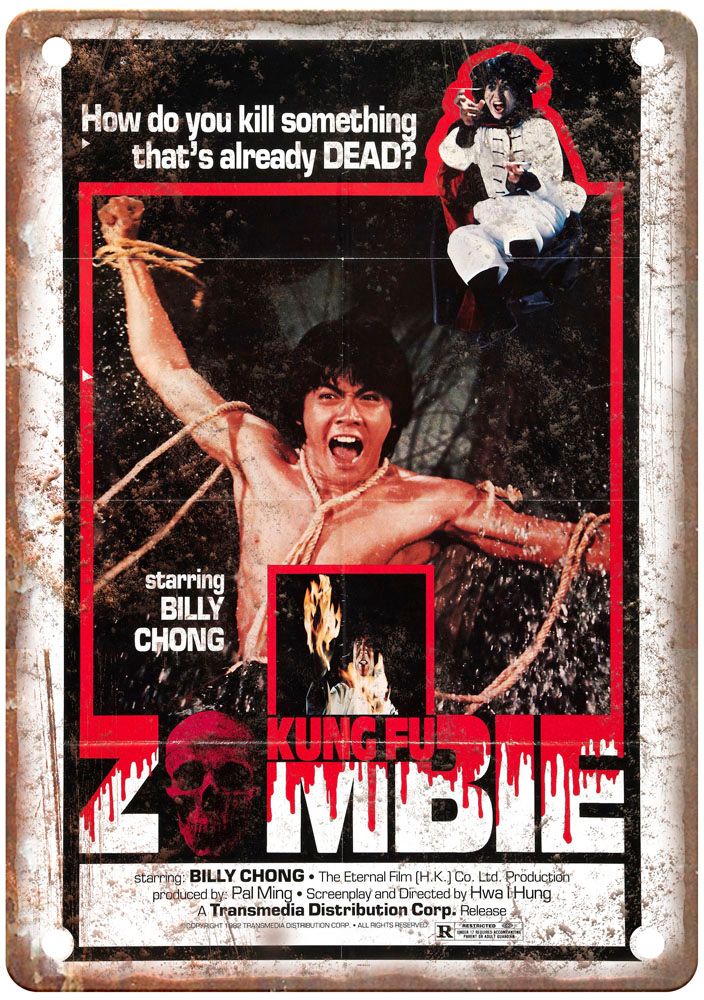 Kung Fu Zombie Vintage Movie Poster Old Retro Look Metal Sign