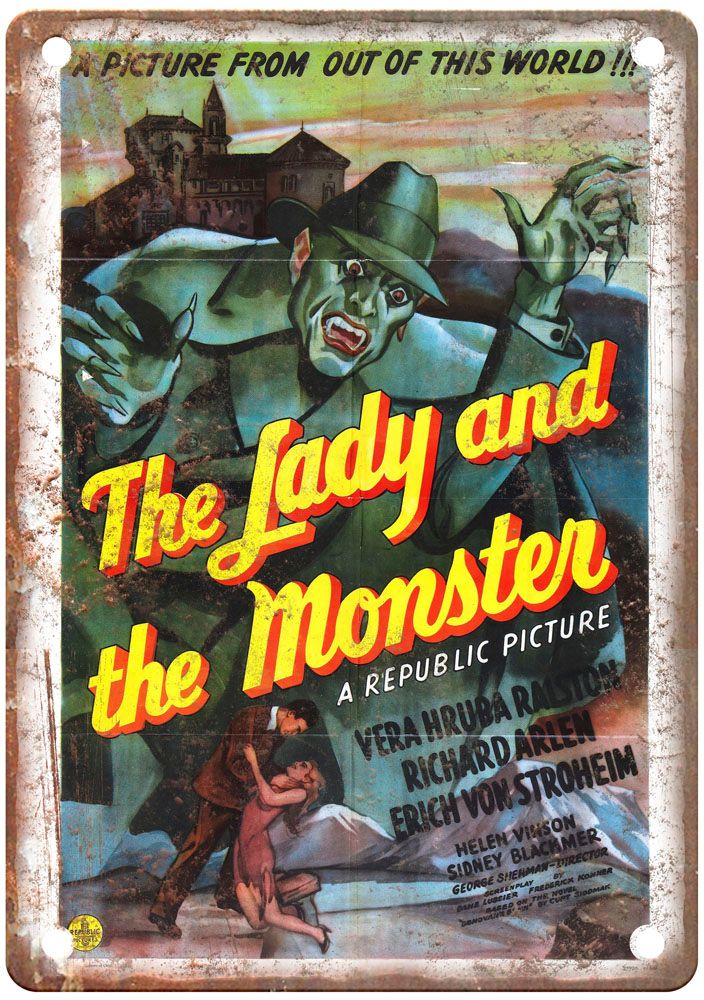 Lady And Monster Vintage Movie Poster Old Retro Look Metal Sign