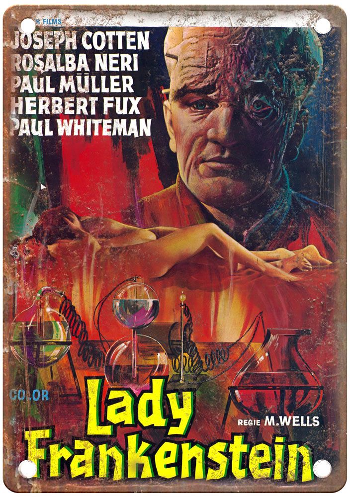 Lady Frankenstein Vintage Movie Poster Old Retro Look Metal Sign