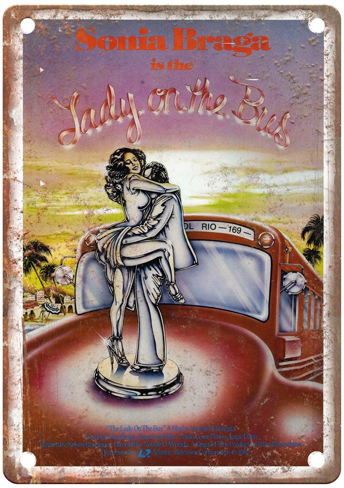 Lady On Bus Vintage Movie Poster Old Retro Look Metal Sign