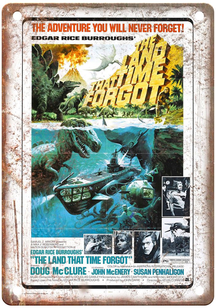 Land That Time Forgot Vintage Movie Poster Old Retro Look Metal Sign