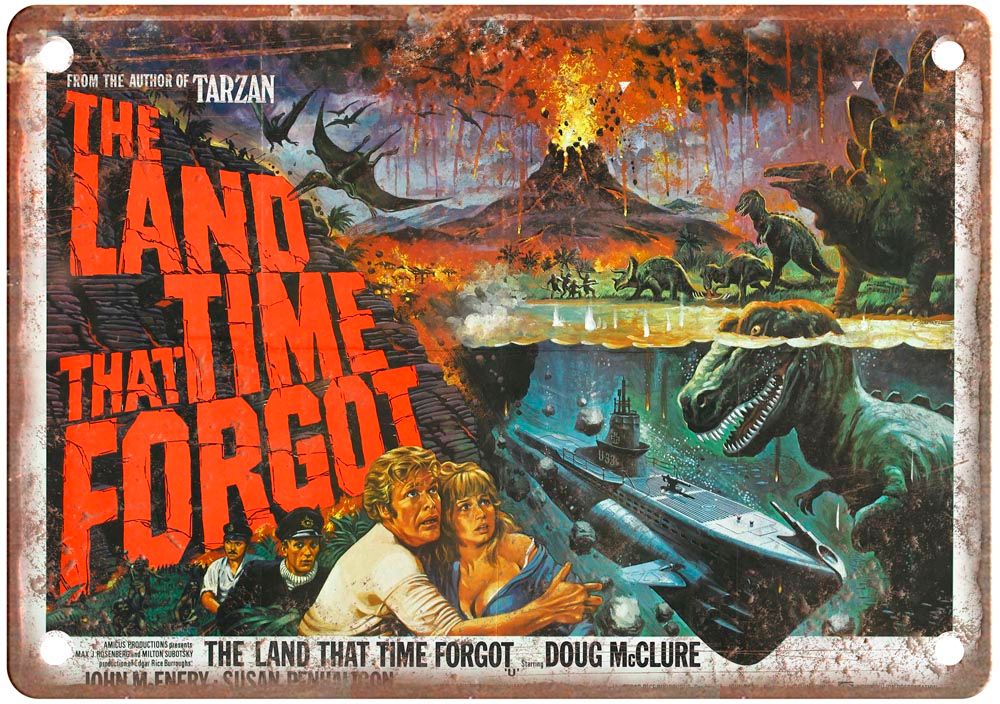 Land That Time Forgot Vintage Movie Poster Old Retro Look Metal Sign