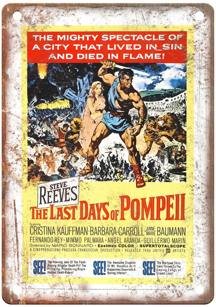 Last Days Of Pompeii 1959 Vintage Movie Poster Old Retro Look Metal Sign