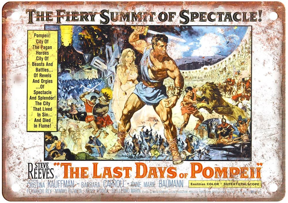 Last Days Of Pompeii 1959 Vintage Movie Poster Old Retro Look Metal Sign