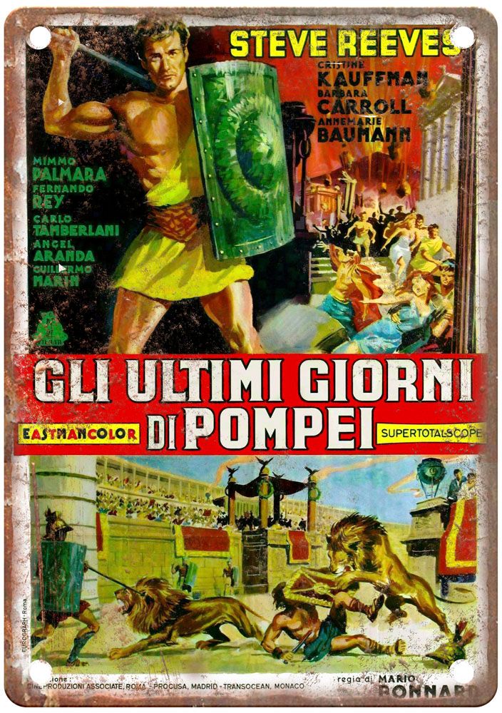 Last Days Of Pompeii 1959 Vintage Movie Poster Old Retro Look Metal Sign