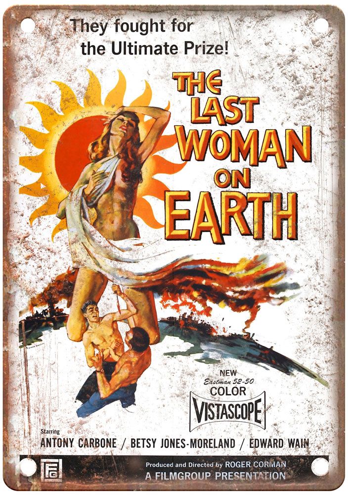 Last Woman On Earth Vintage Movie Poster Old Retro Look Metal Sign