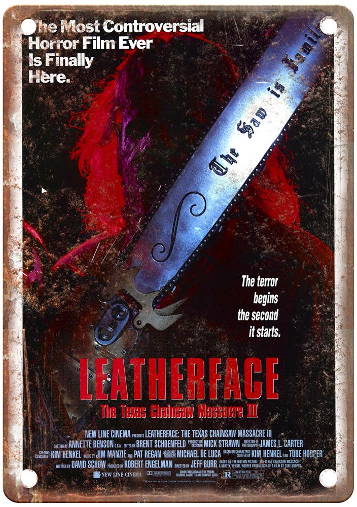 Leatherface Texas Chainsaw Massacre 3 Vintage Movie Poster Old Retro Look Metal Sign