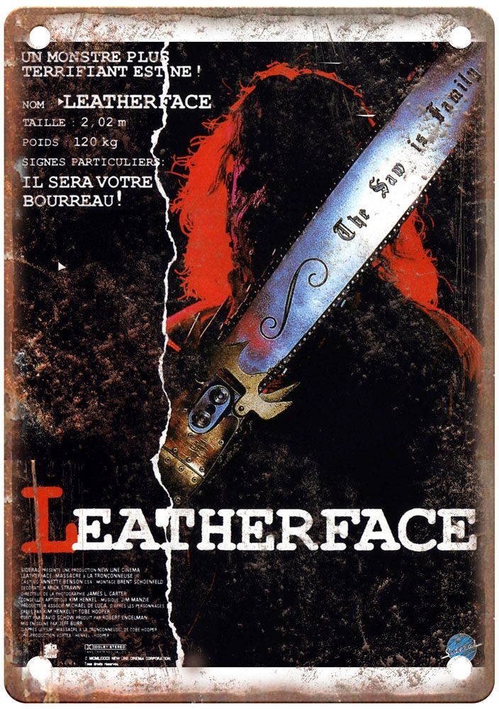 Leatherface Texas Chainsaw Massacre 3 Vintage Movie Poster Old Retro Look Metal Sign