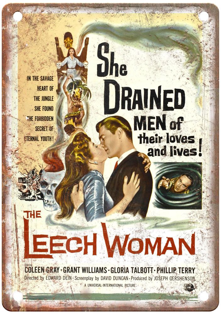 Leech Woman Vintage Movie Poster Old Retro Look Metal Sign