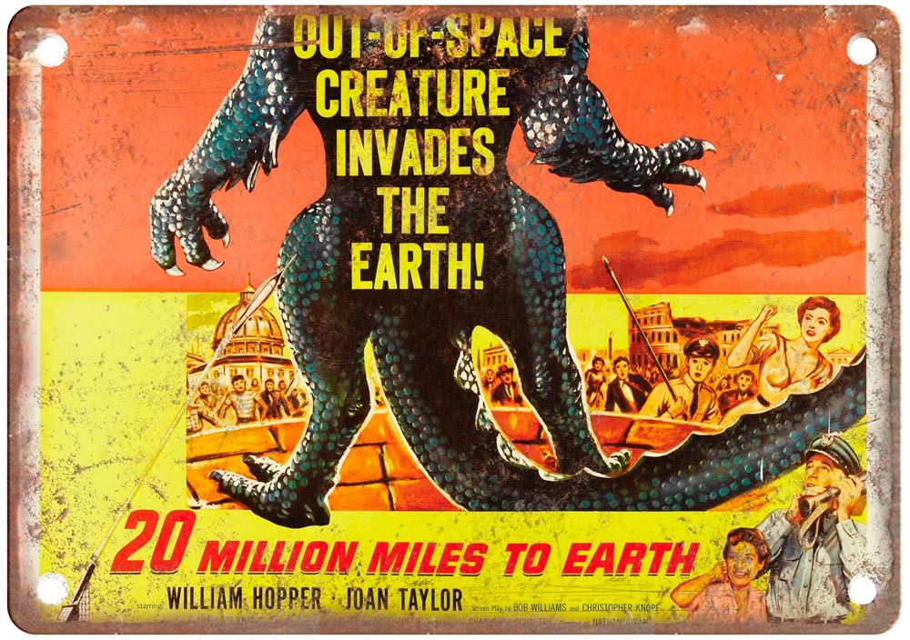 20 Million Miles To Earth Vintage Movie Poster Old Retro Look Metal Sign