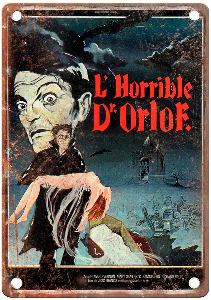 Awful Dr Orlof Vintage Movie Poster Old Retro Look Metal Sign