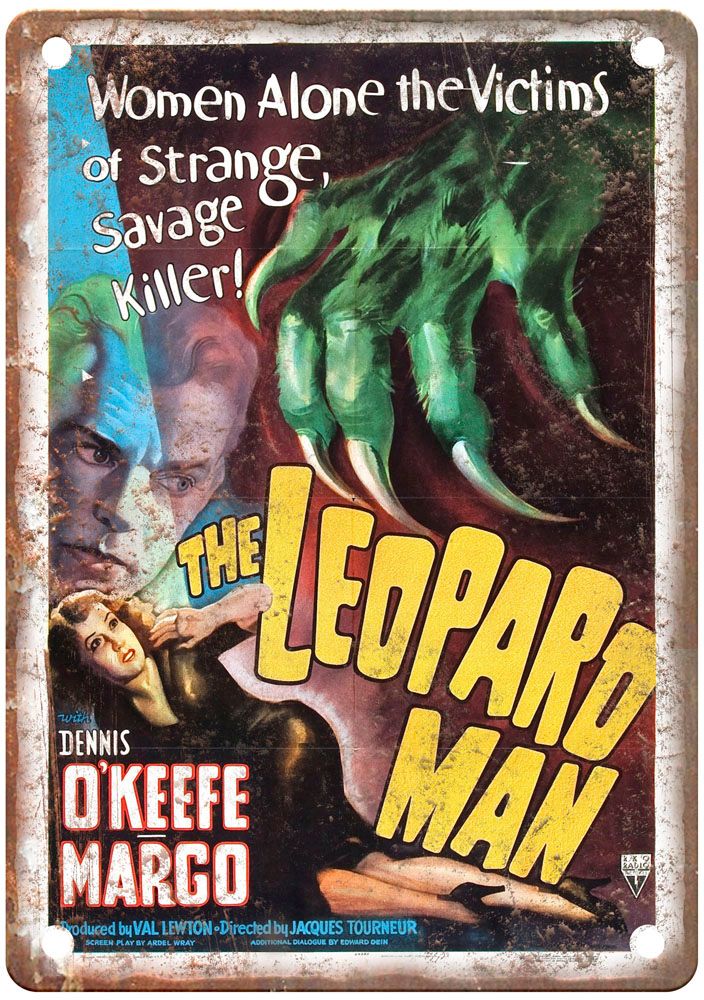 Leopard Man Vintage Movie Poster Old Retro Look Metal Sign