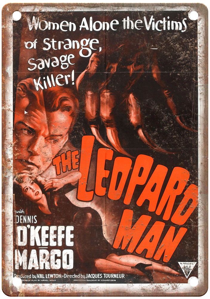 Leopard Man Vintage Movie Poster Old Retro Look Metal Sign