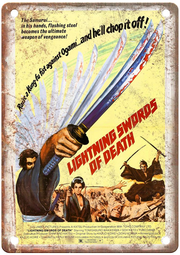 Lightning Swords Of Death Vintage Movie Poster Old Retro Look Metal Sign