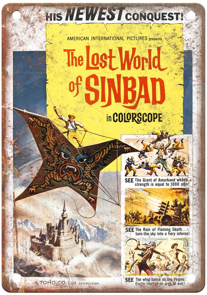 Lost World Of Sinbad Vintage Movie Poster Old Retro Look Metal Sign