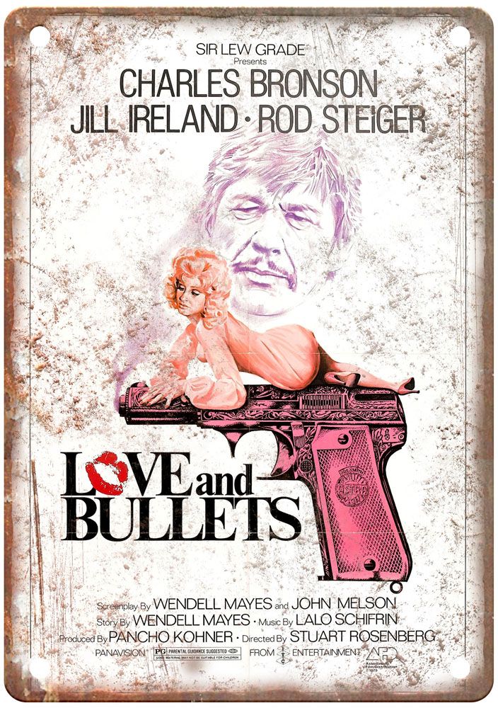 Love And Bullets Vintage Movie Poster Old Retro Look Metal Sign