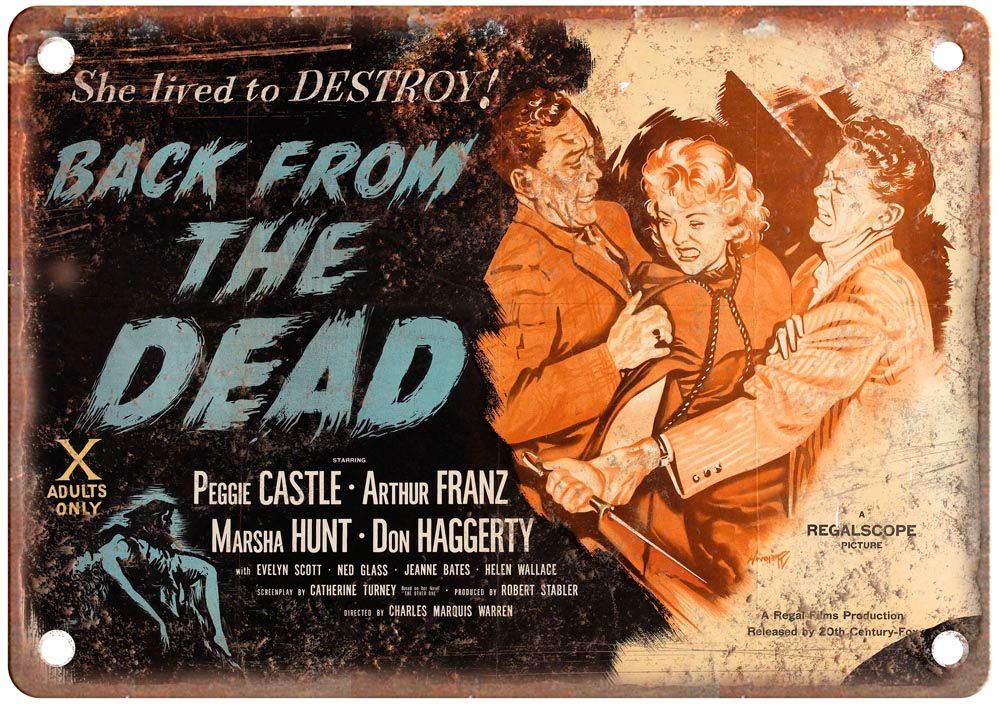 Back From Dead Vintage Movie Poster Old Retro Look Metal Sign