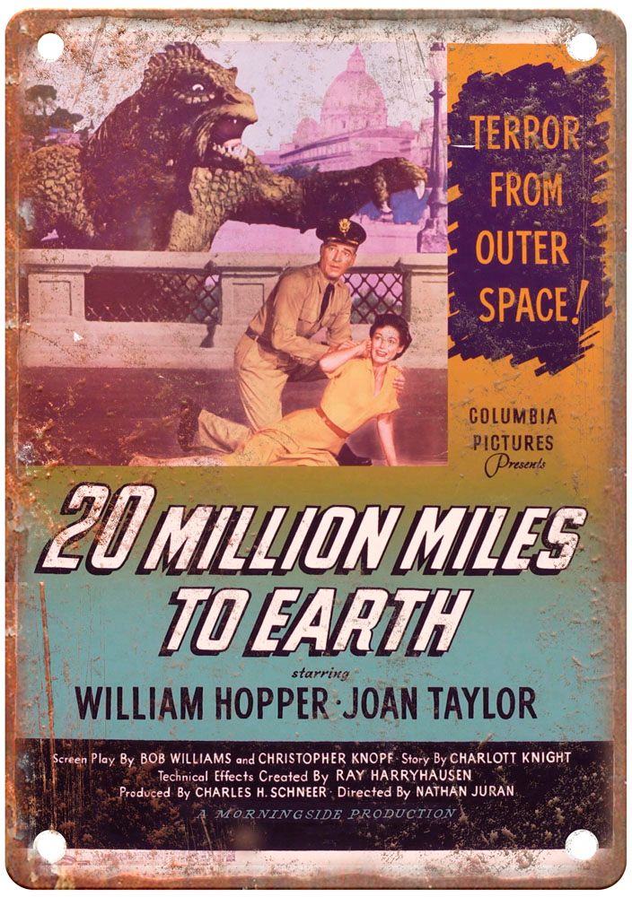 20 Million Miles To Earth Vintage Movie Poster Old Retro Look Metal Sign