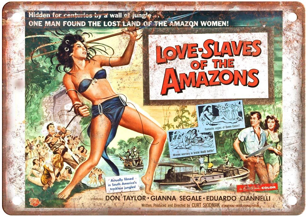 Love Slaves Of Amazons Vintage Movie Poster Old Retro Look Metal Sign