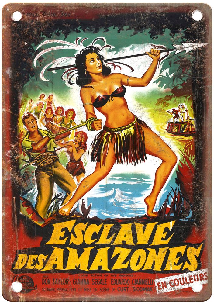 Love Slaves Of Amazons Vintage Movie Poster Old Retro Look Metal Sign