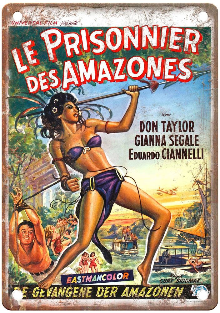 Love Slaves Of Amazons Vintage Movie Poster Old Retro Look Metal Sign