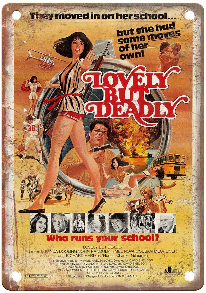 Lovely But Deadly Vintage Movie Poster Old Retro Look Metal Sign