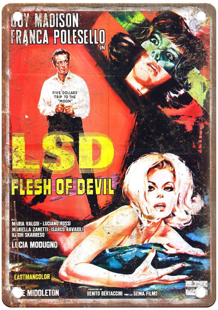 Lsd Flesh Of Devil Vintage Movie Poster Old Retro Look Metal Sign