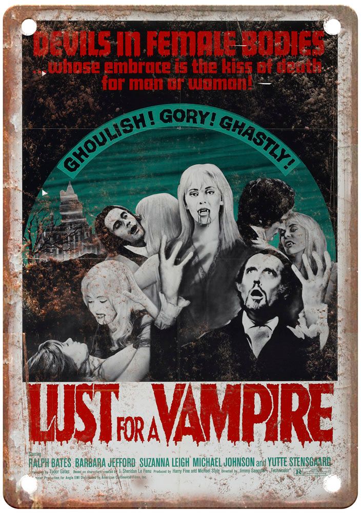 Lust For Vampire Vintage Movie Poster Old Retro Look Metal Sign