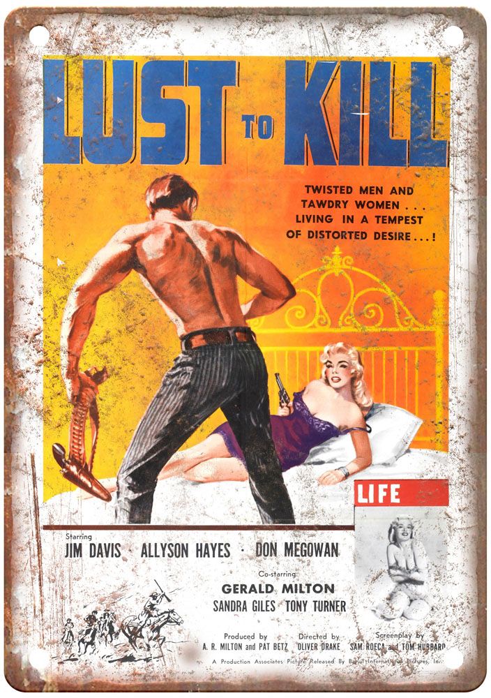 Lust To Kill Vintage Movie Poster Old Retro Look Metal Sign