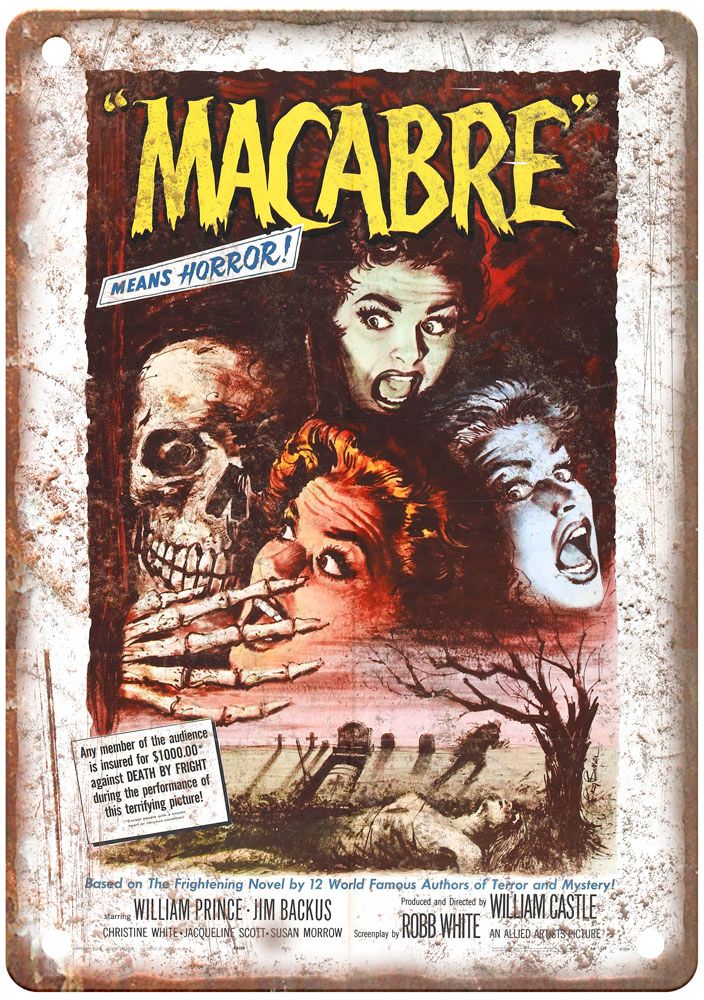 Macabre Vintage Movie Poster Old Retro Look Metal Sign