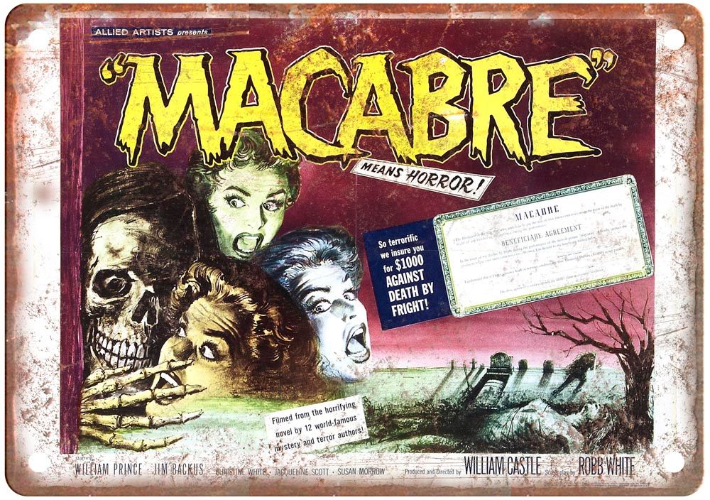 Macabre Vintage Movie Poster Old Retro Look Metal Sign