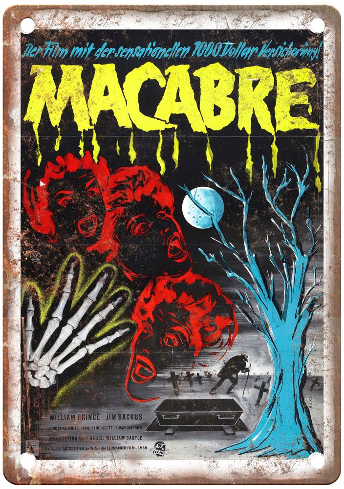 Macabre Vintage Movie Poster Old Retro Look Metal Sign