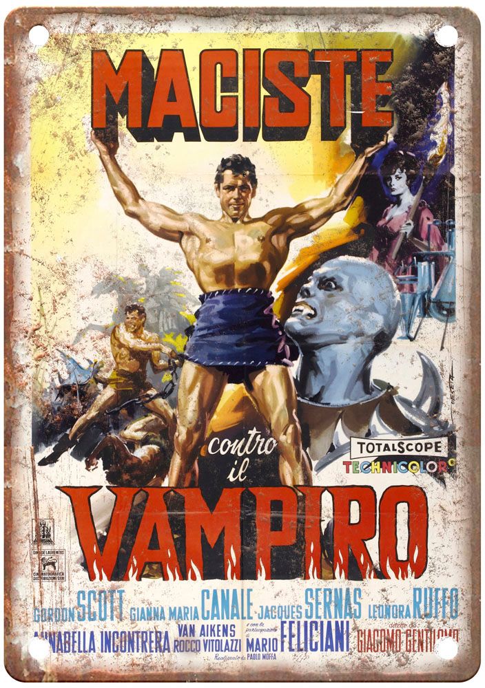 Maciste Vs Vampire Vintage Movie Poster Old Retro Look Metal Sign