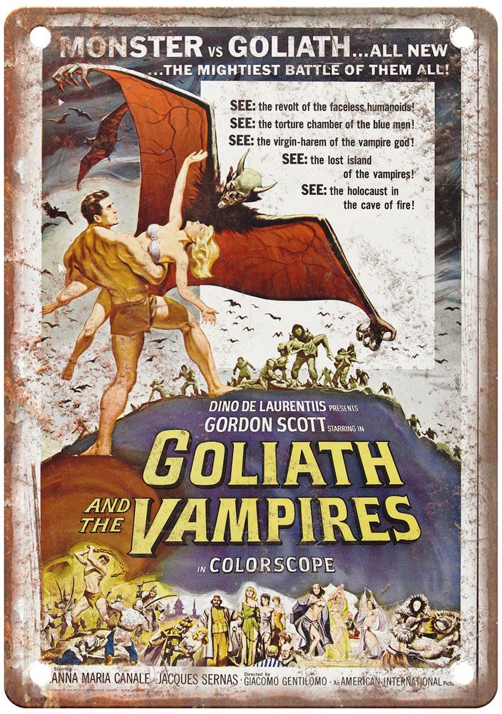 Maciste Vs Vampire Vintage Movie Poster Old Retro Look Metal Sign