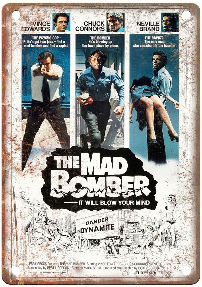 Mad Bomber Vintage Movie Poster Old Retro Look Metal Sign