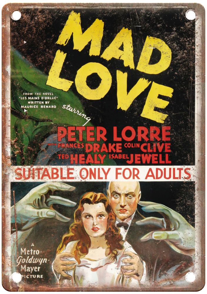 Mad Love Vintage Movie Poster Old Retro Look Metal Sign