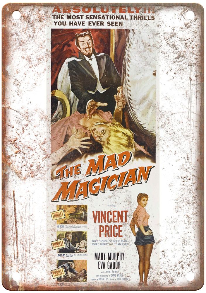 Mad Magician Vintage Movie Poster Old Retro Look Metal Sign