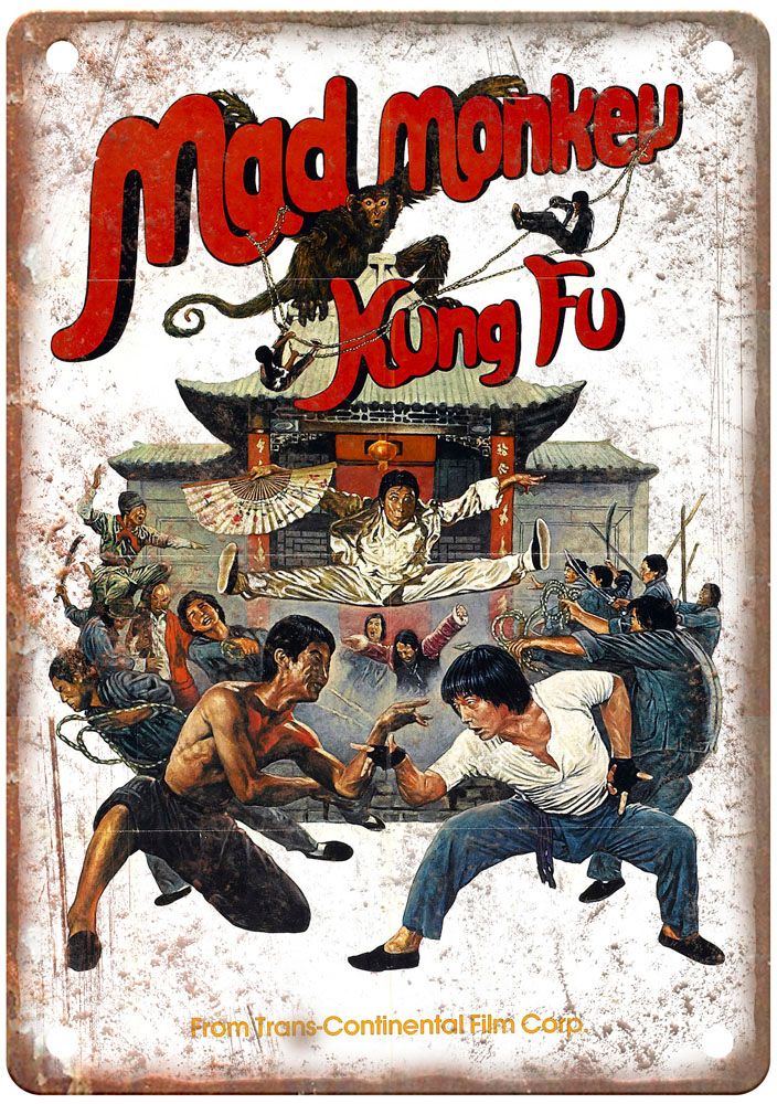 Mad Monkey Kung Fu Vintage Movie Poster Old Retro Look Metal Sign