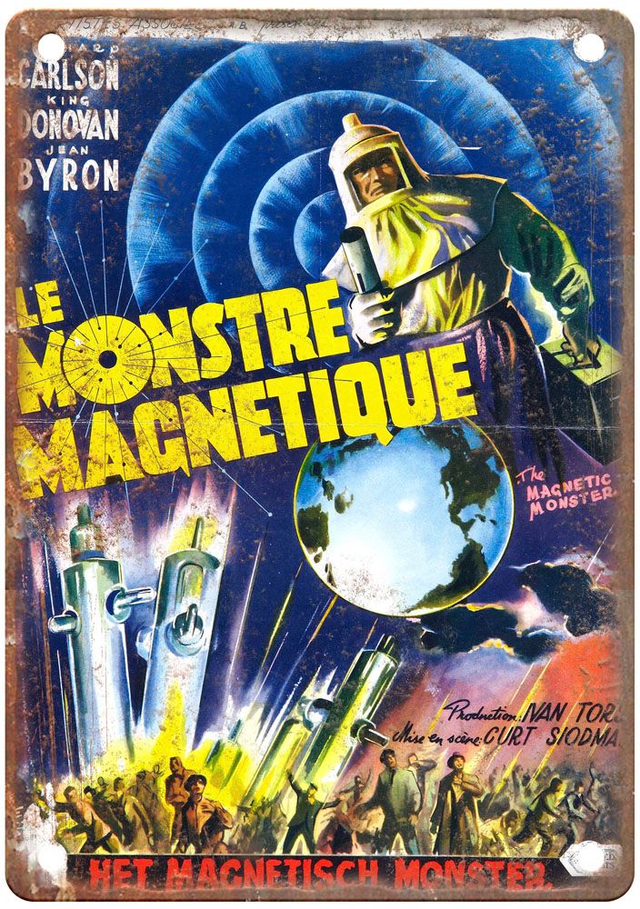 Magnetic Monster Vintage Movie Poster Old Retro Look Metal Sign