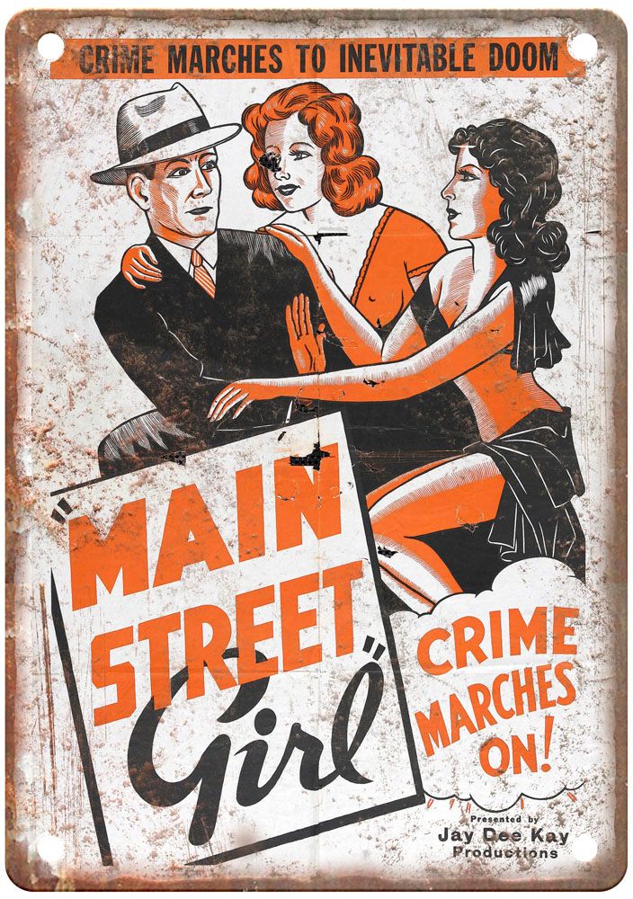 Main Street Girl Vintage Movie Poster Old Retro Look Metal Sign