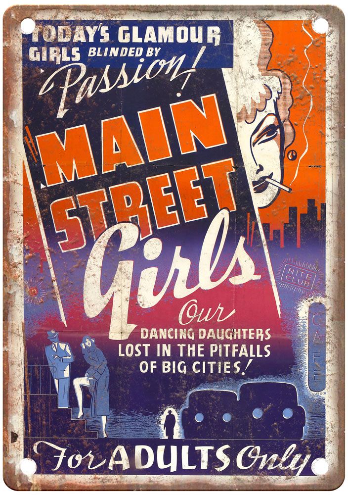 Main Street Girl Vintage Movie Poster Old Retro Look Metal Sign