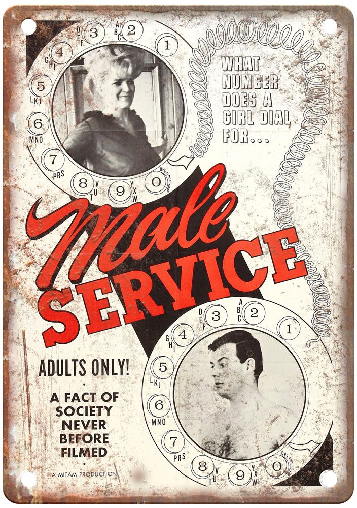 Male Service Vintage Movie Poster Old Retro Look Metal Sign