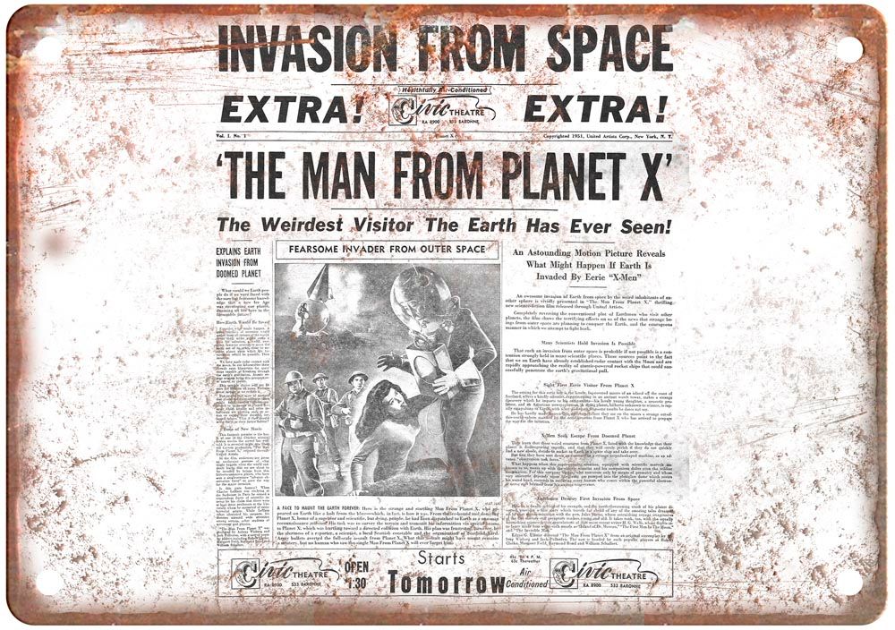 Man From Planet X Vintage Movie Poster Old Retro Look Metal Sign