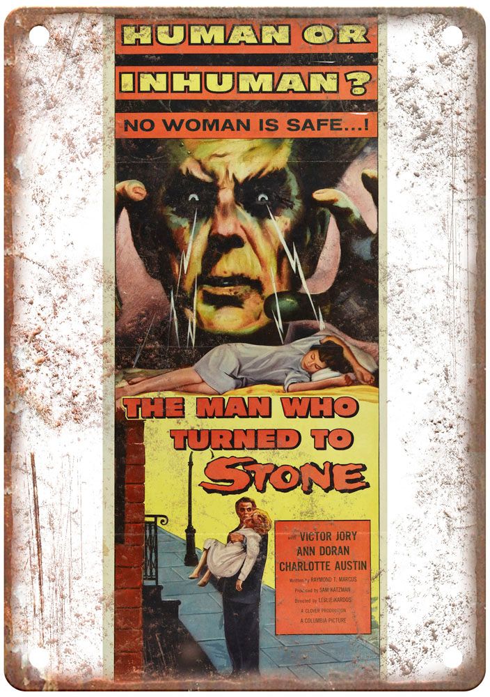 Man Who Turned To Stone Vintage Movie Poster Old Retro Look Metal Sign