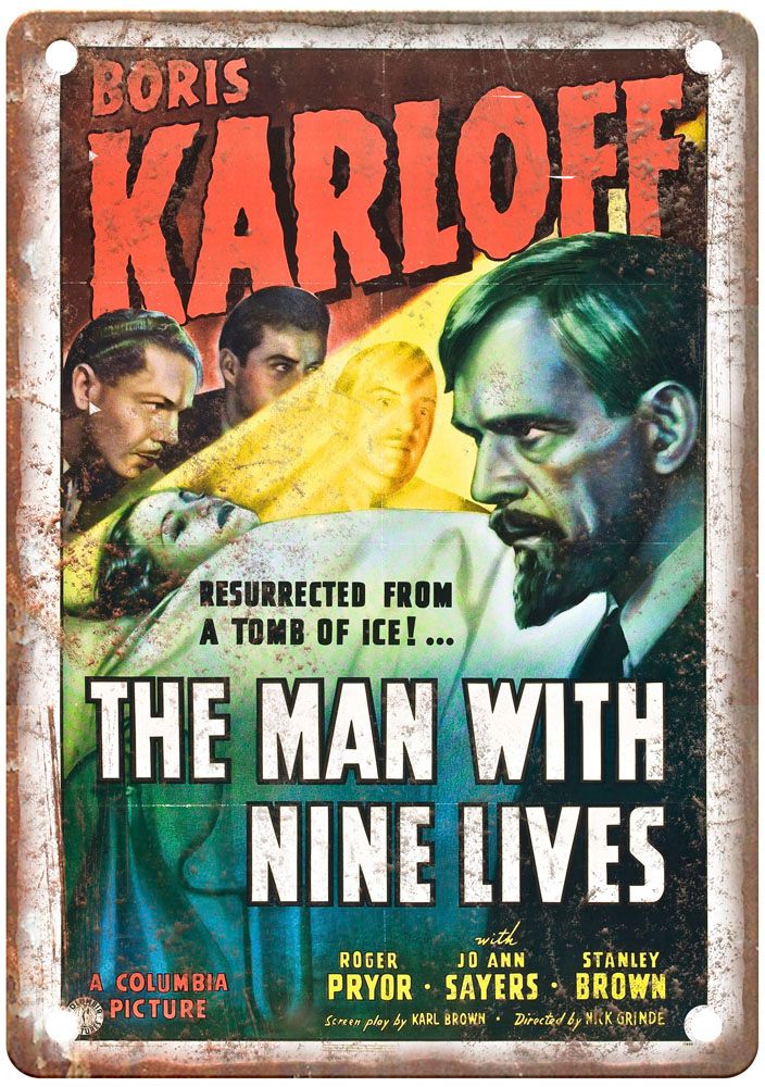 Man With Nine Lives Vintage Movie Poster Old Retro Look Metal Sign