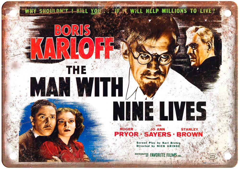 Man With Nine Lives Vintage Movie Poster Old Retro Look Metal Sign