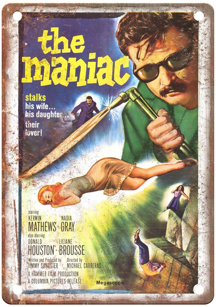 Maniac 1963 Vintage Movie Poster Old Retro Look Metal Sign