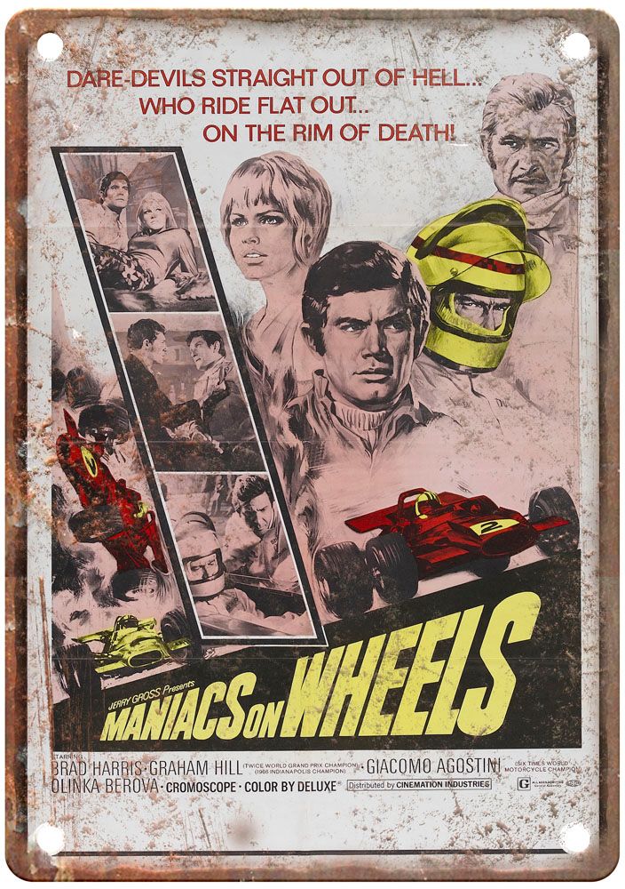 Maniacs On Wheels Vintage Movie Poster Old Retro Look Metal Sign